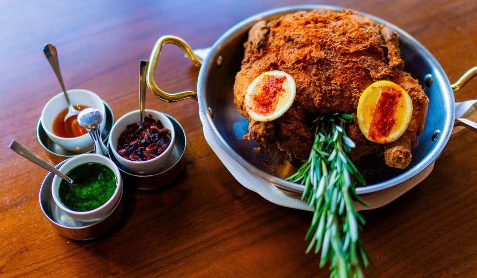 Carved Buttermilk-Fried Fried Chicken from Miss River