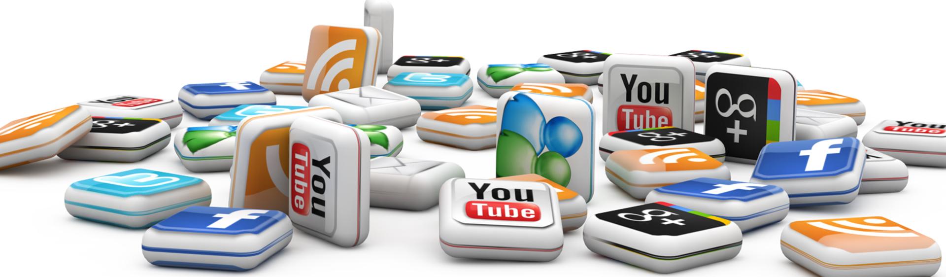 A collection of social media logos.