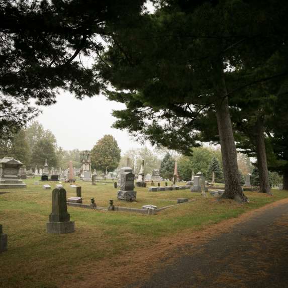 An overcast day at Rose Hill Cemetery in Bloomington, IN