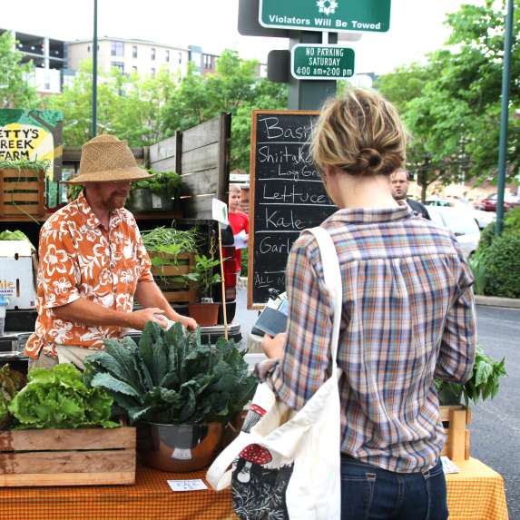 Greens vendor at the Bloomington Community Farmers' Market
