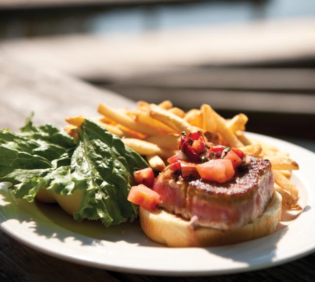 fresh tuna sandwich at Fishy Fishy in Southport