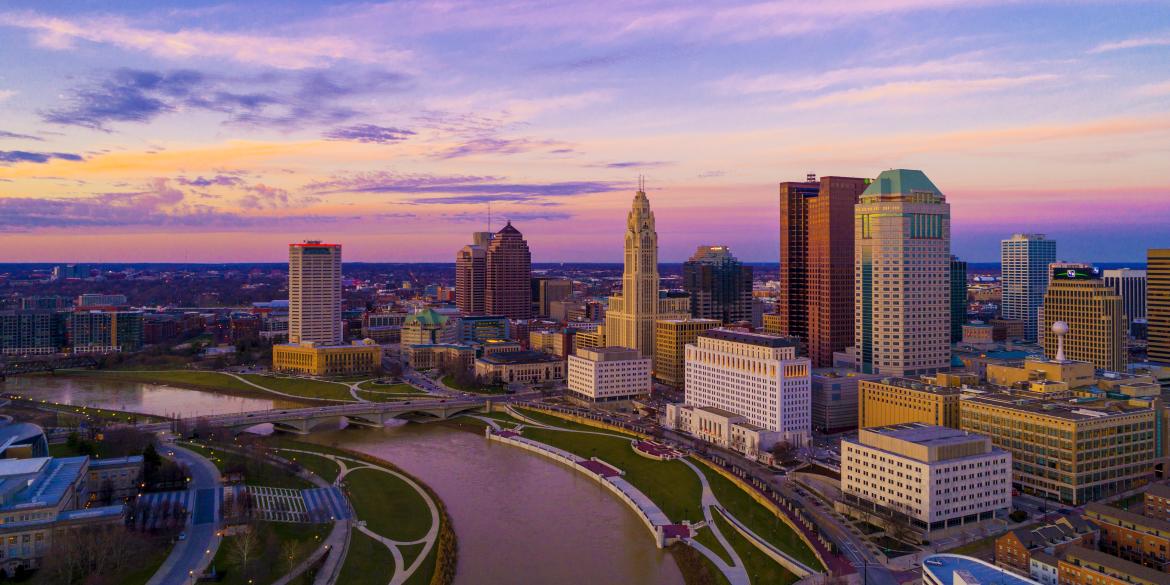 Columbus Downtown Skyline at sunset