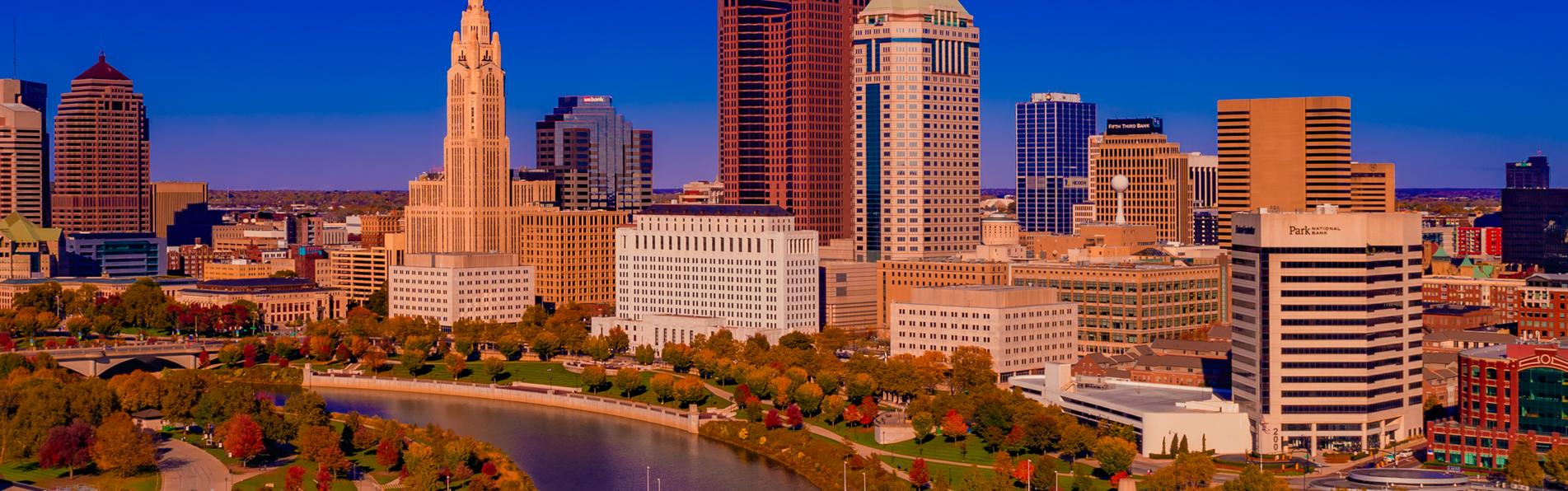 Columbus skyline in the fall