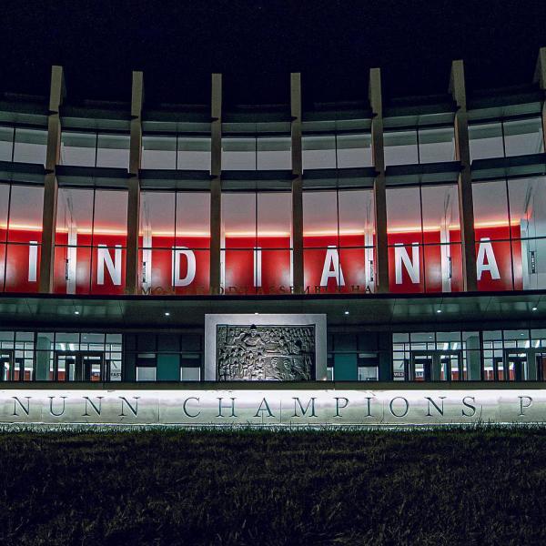 Exterior of the Assembly Hall Arena in Bloomington, IN