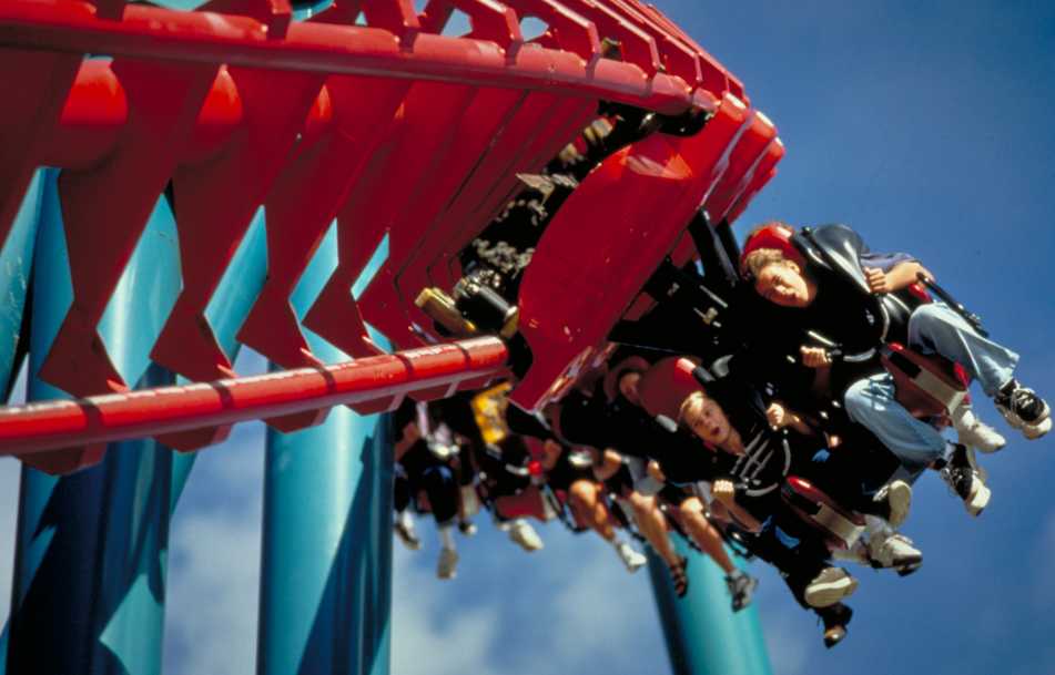 People enjoying a rollercoaster at Elitch Gardens Theme & Water Park