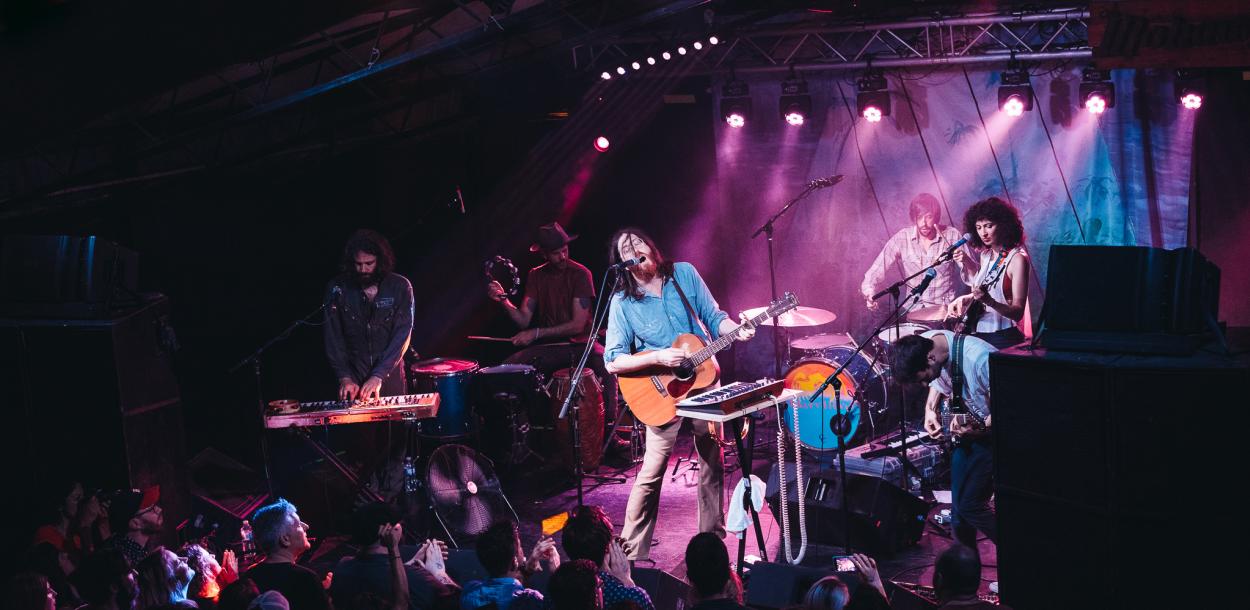 band on stage at the mohawk during Hot Luck Live Food and Music Fest in austin texas