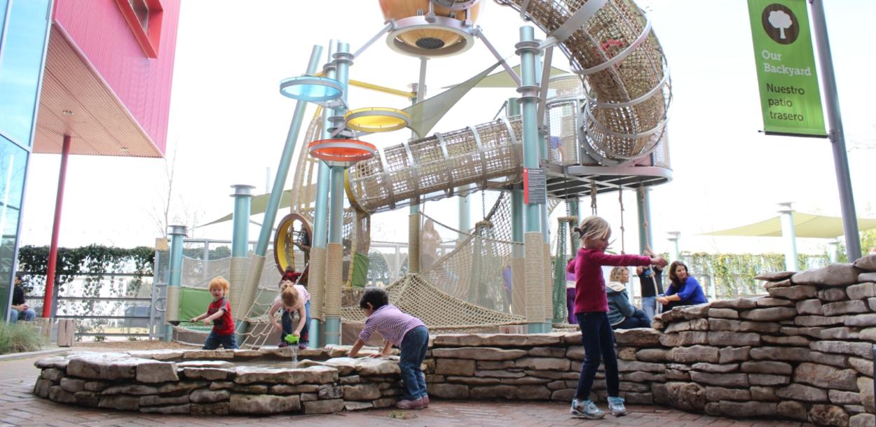 Kids on Playground at the Thinkery in the winter