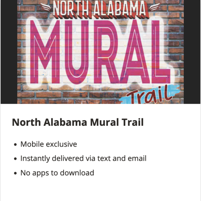 MURAL TRAIL MOBILE APP  Our murals are close enough to each other that you can visit several in a day and experience them all in a long weekend. Check-in at 25 different sites using our Mobile App and we will send you a prize for participating!