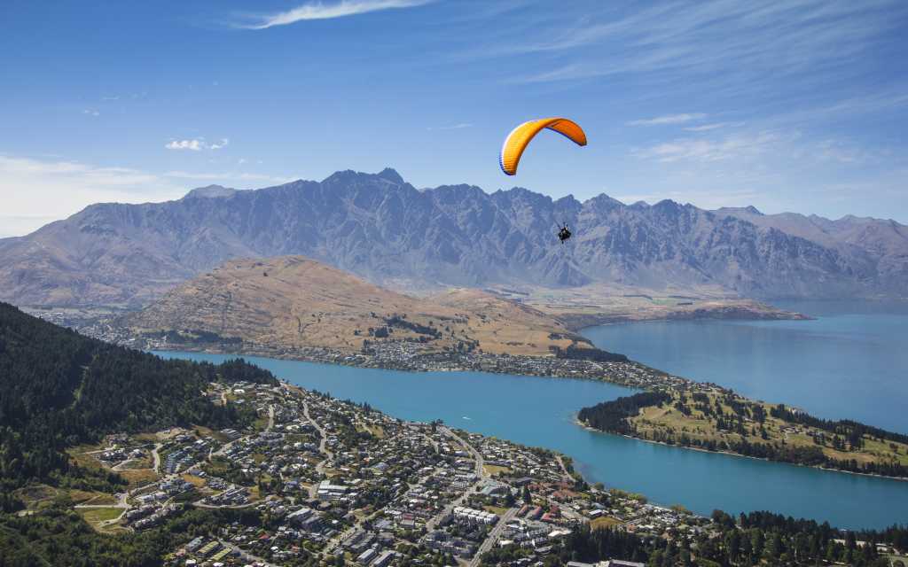Paragliding from Bobs Peak over Queenstown