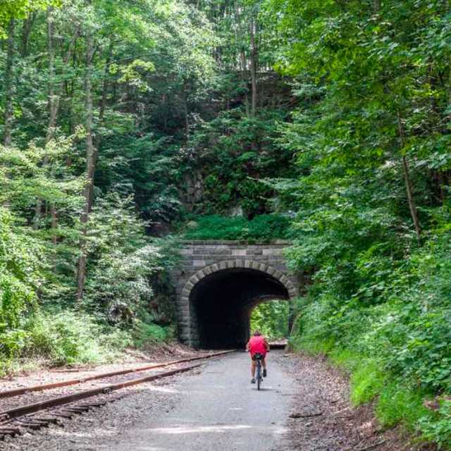 Cycling by train tracks