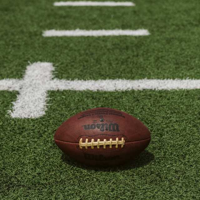 A football on a field
