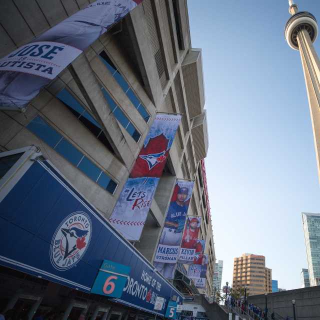 Outside the Rogers Centre, home of the Toronto Blue Jays