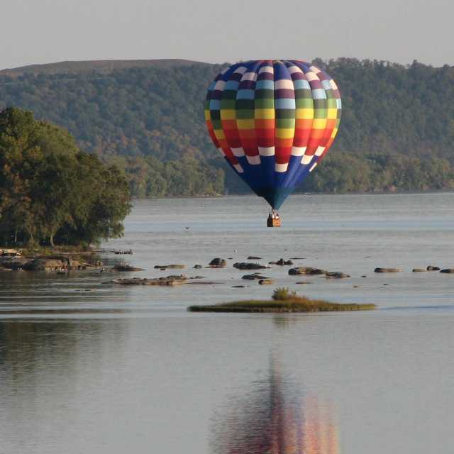 Hot Air Balloon Over River