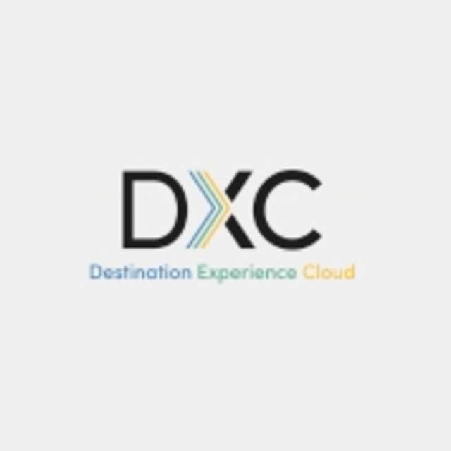 The DXC logo spelling out, "Destination Experience Cloud."