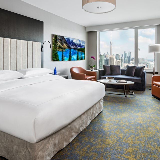 Inside a King suite at Hotel X in Toronto