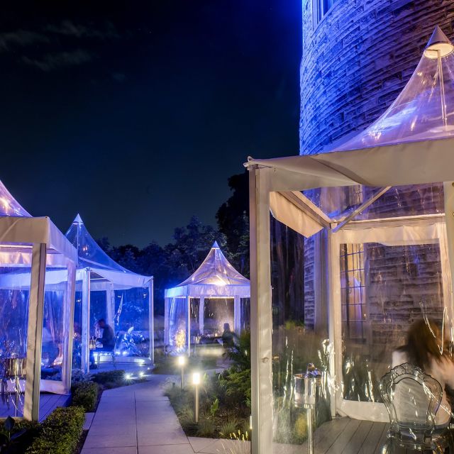BlueBlood’s dining pods are situated on the patio just outside of Casa Loma