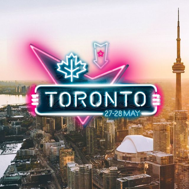 Banner image of Gumball 3000 in Toronto on May 27-28 with Toronto skyline in background