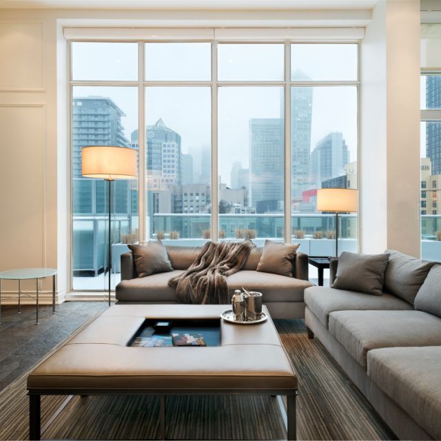 Inside the living area of the Penthouse Suite at Toronto's SoHo Hotel