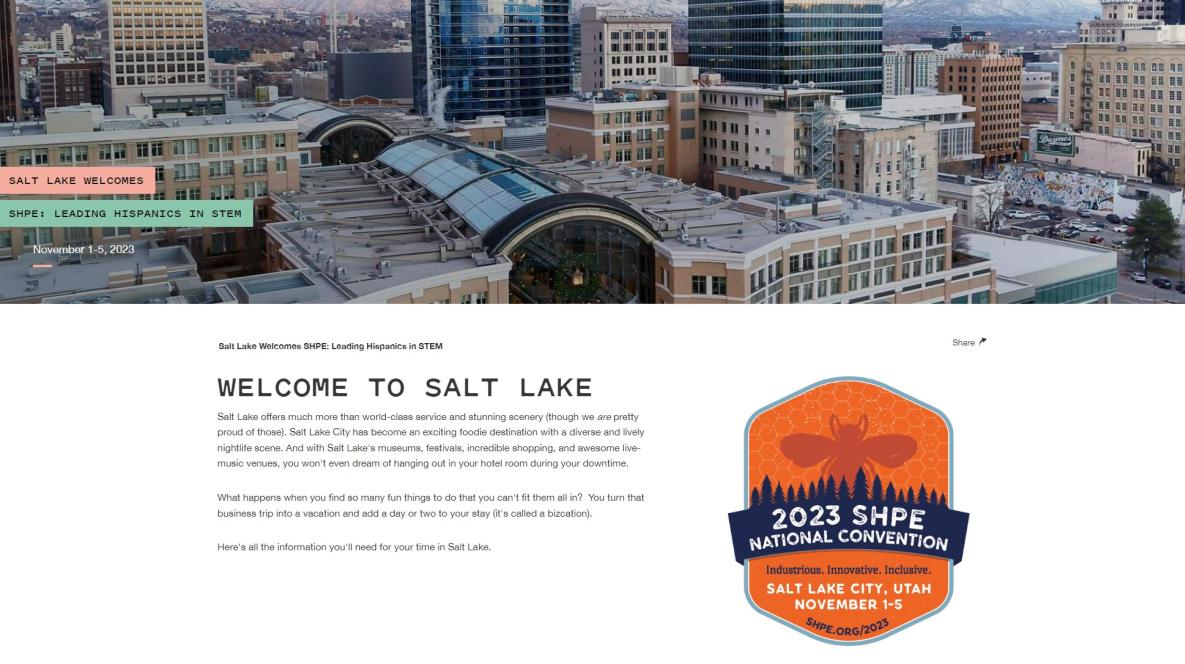 Screenshot of Convention Microsite
