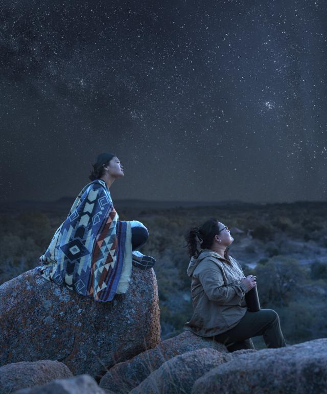People Look  to the Night Sky