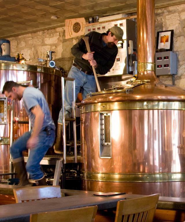 brew masters at work at Fredericksburg Brewery