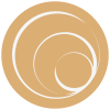 A spiral in a faded burnt orange circle for 'gold' listing levels.
