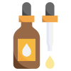 cartoon illustration of essential oil and dropper with drip of oil coming out
