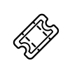 Black and white icon of a ticket