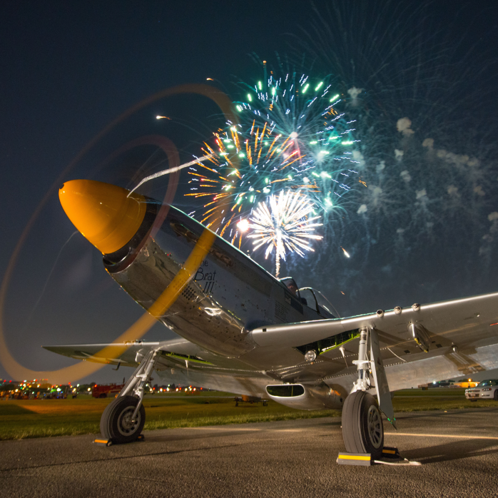 kaboom town airplane and fireworks