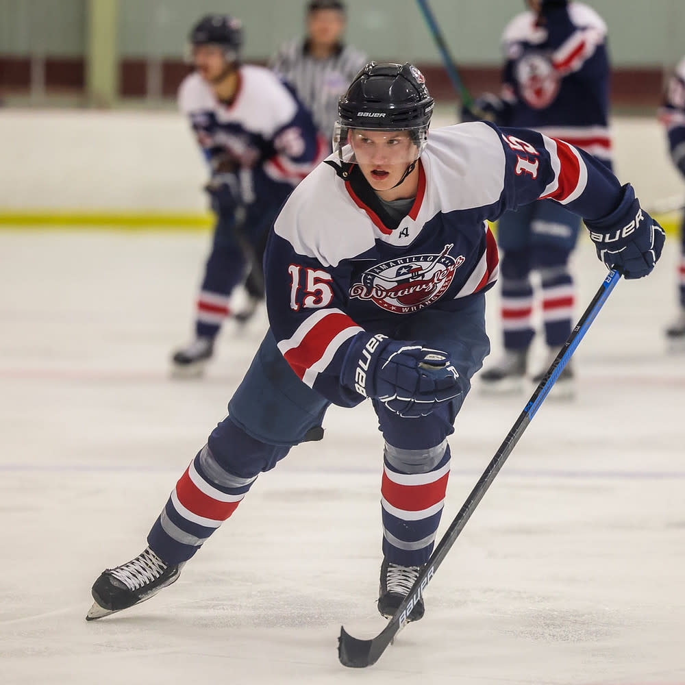 AMarillo Wrangler hockey player skating in game