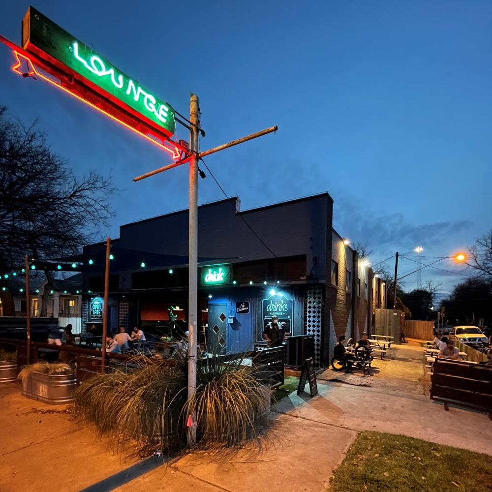 Drinks Lounge Patio at Night in Austin Texas
