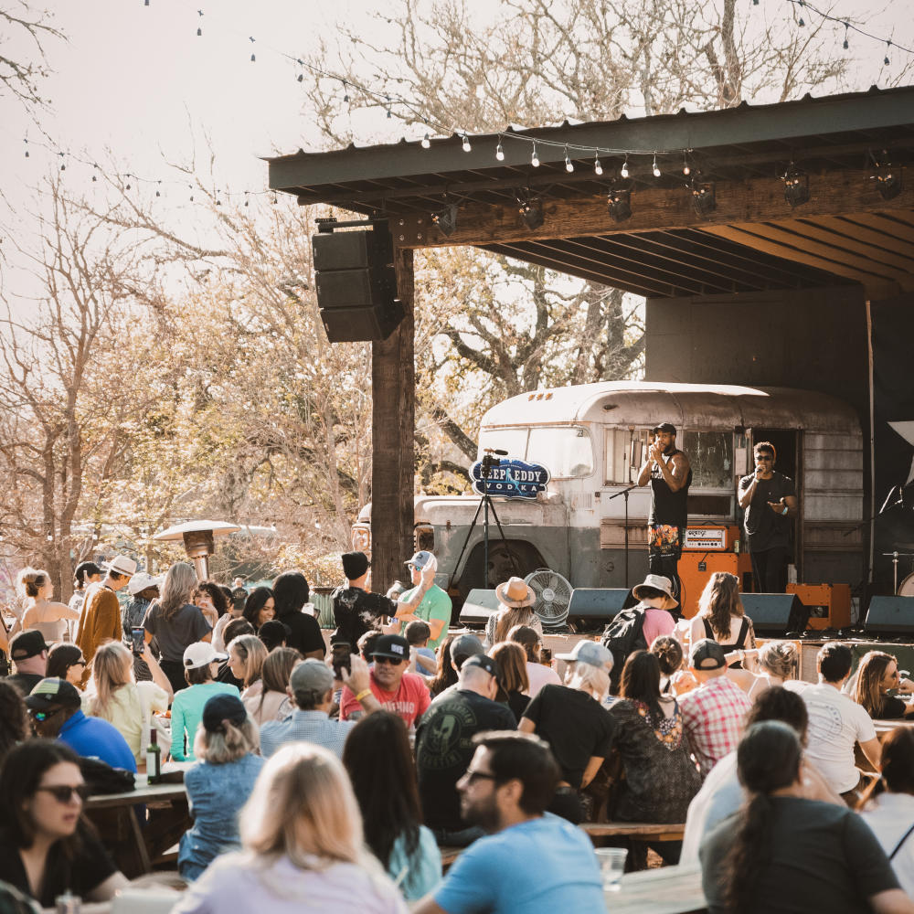 Live performance at Armadillo Den with crowd