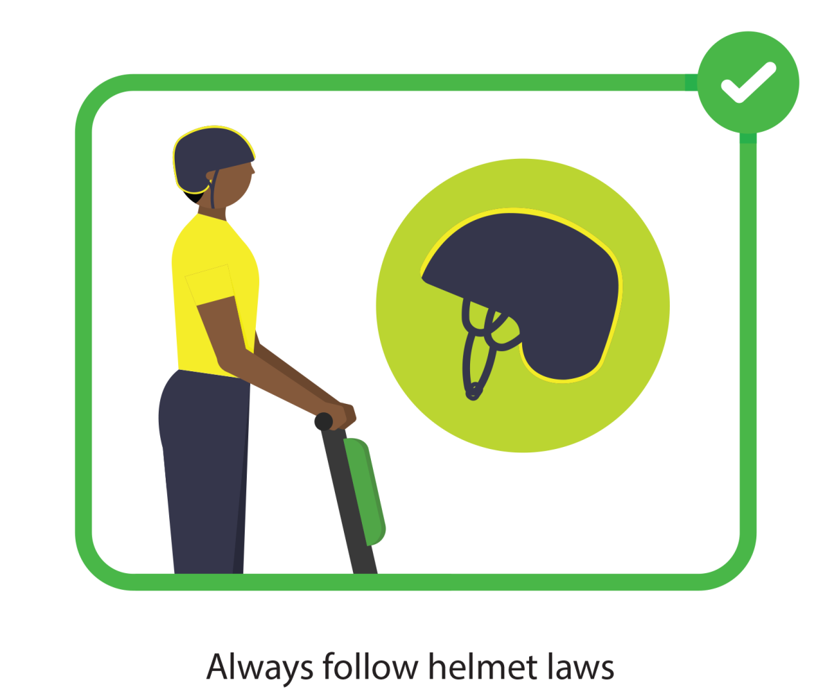 Always follow helmet laws while using an electric scooter