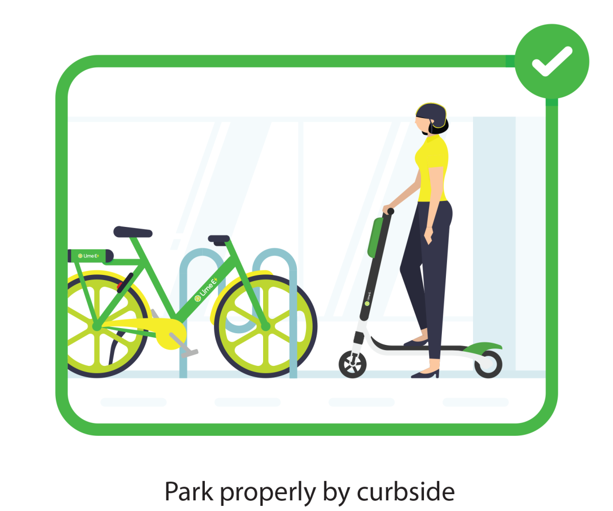 Park your electric scooter properly by curbside