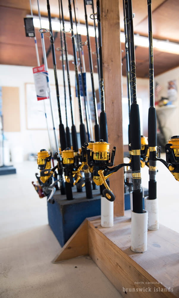 fishing rods in a tackle shop