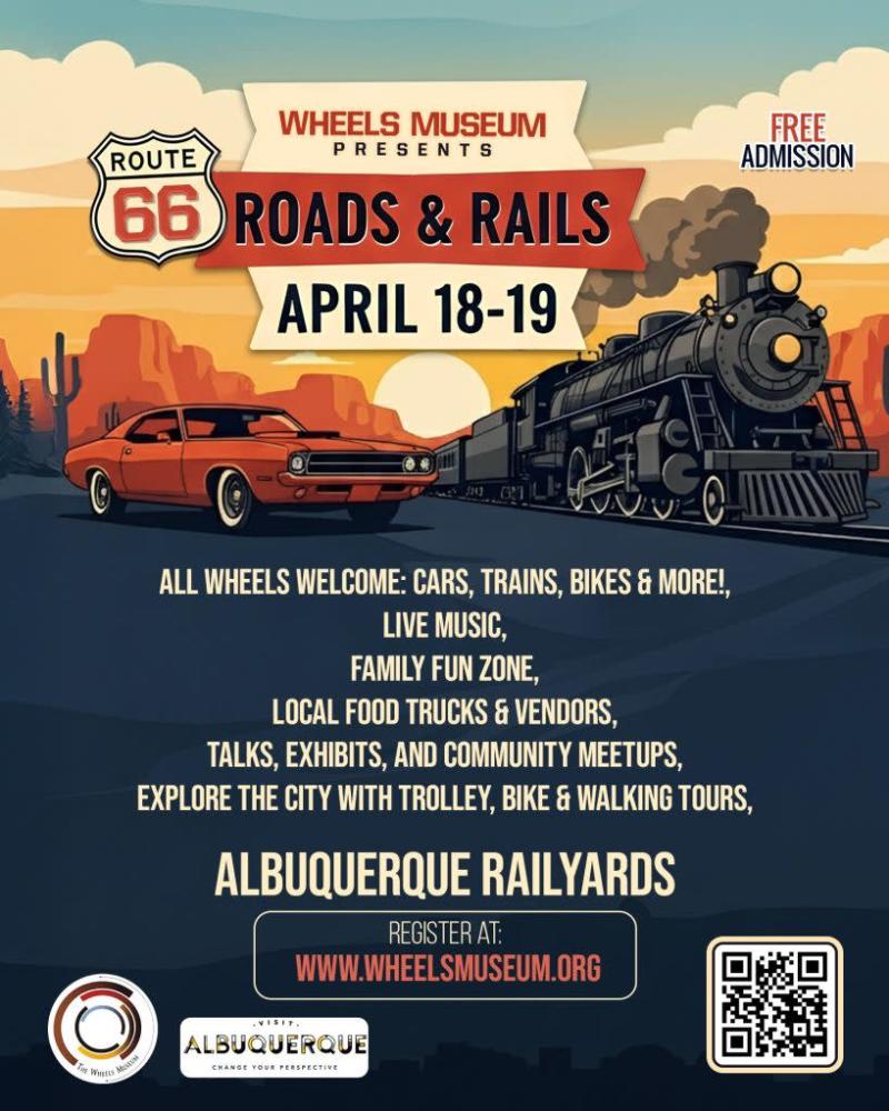 A graphic promoting the Roads & Rails Festival.