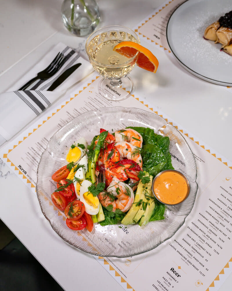 Livs restaurant shrimp salad at the Palm Springs Art Museum