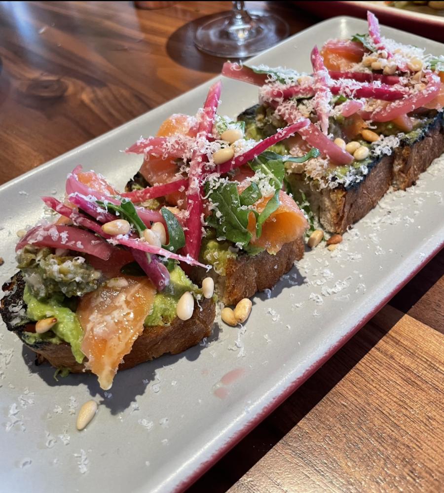 Avocado Toast North Italia with Salmon and Pickled Onions