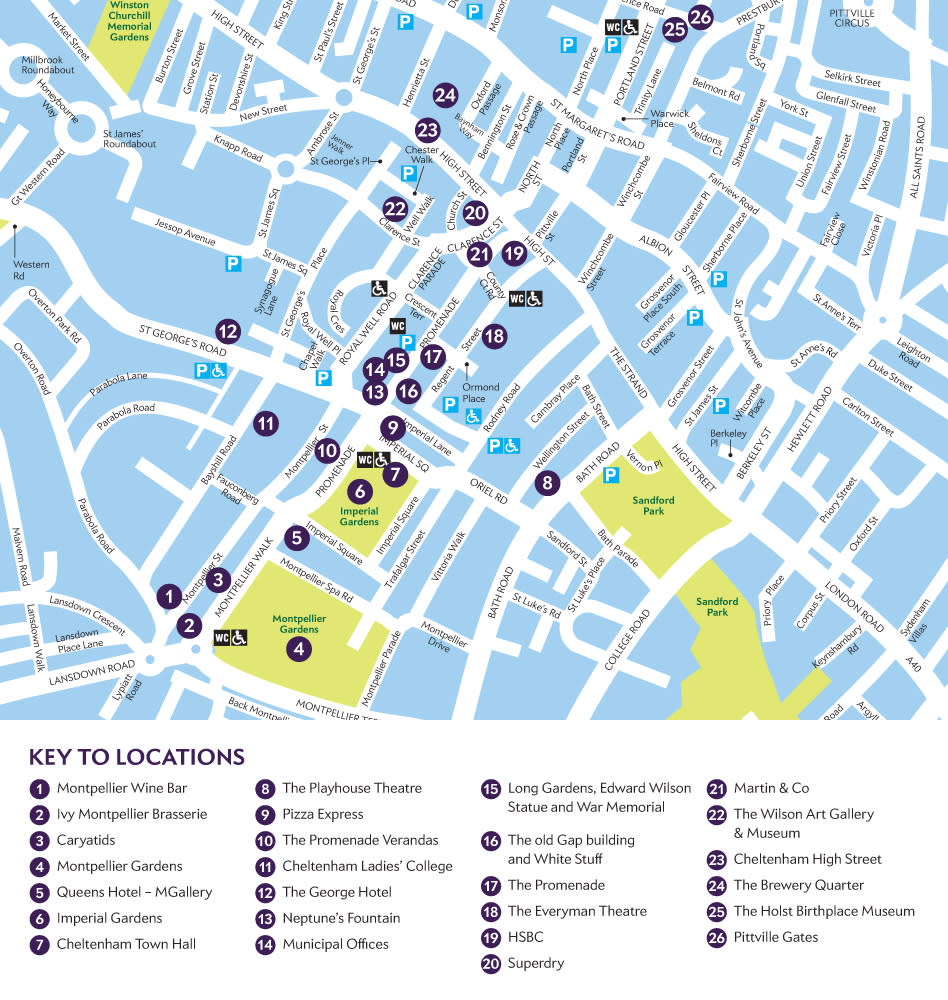 Cheltenham self-guided tour map