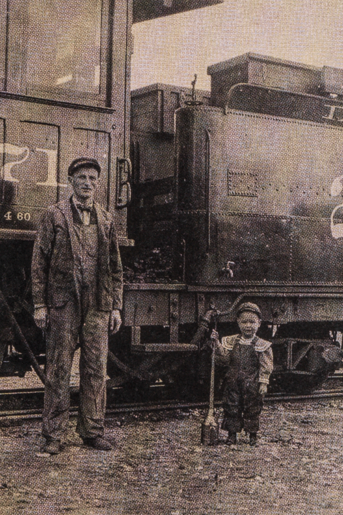 Grandpa Allbee and his underage helper, his son, Evan.
