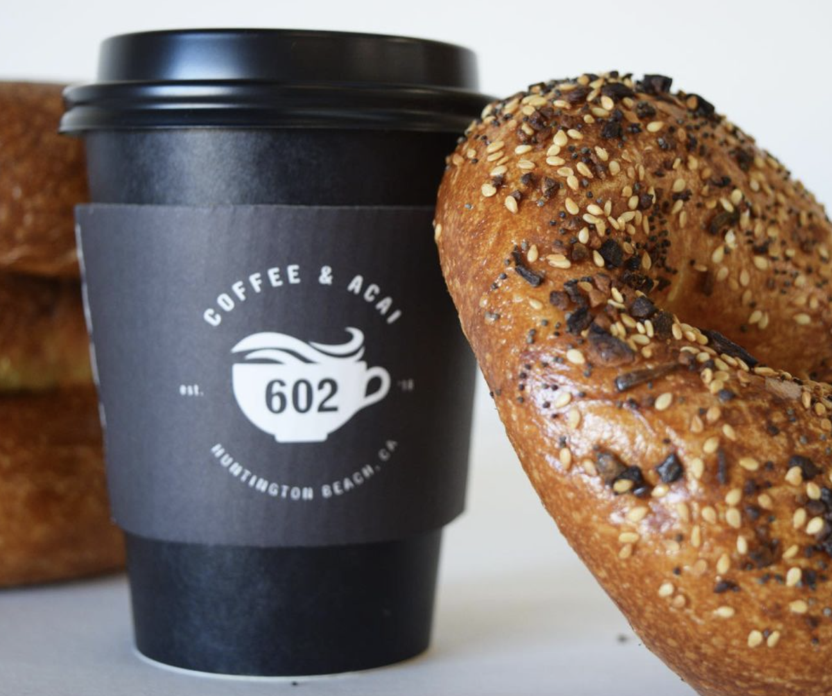 602 Coffee House. Image of coffee and bagel