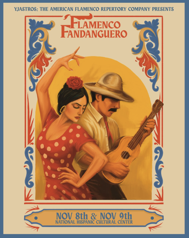 A poster advertising Flamenco Fandanguero Nov. 8-9 at the National Hispanic Cultural Center.