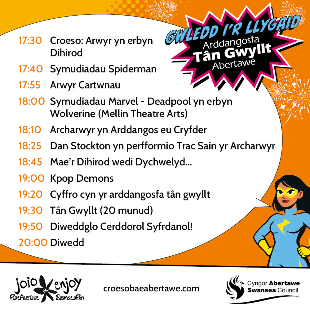 fireworks activity timetable welsh