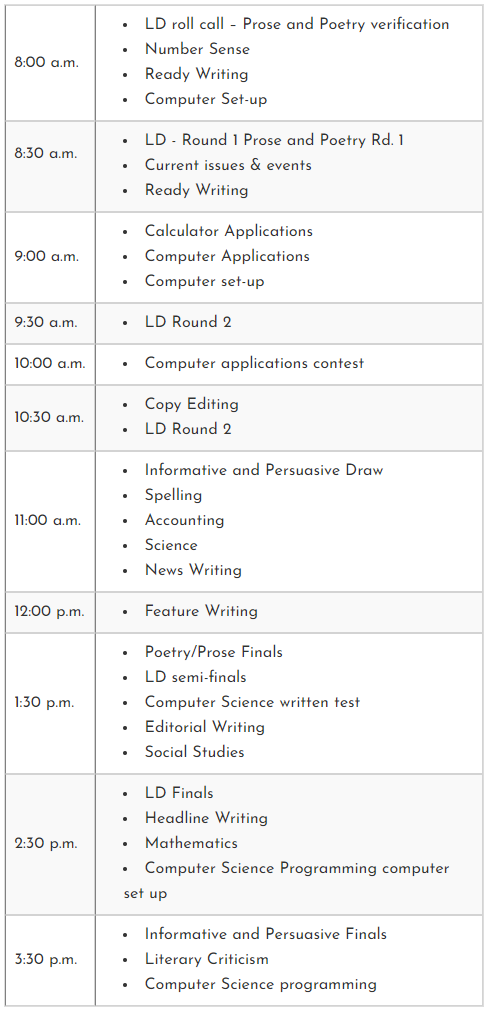 UIL Schedule