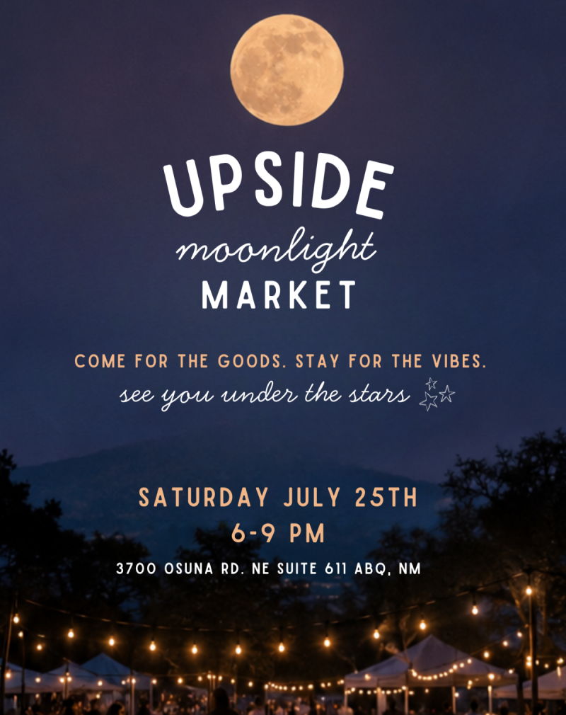 A flyer for the Upside Moonlight Market event on July 25.