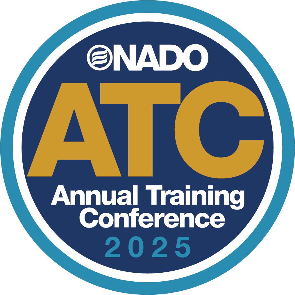 Blue, white, and yellow logo reading from top to bottom "NADO ATC Annual Training conference 2025"