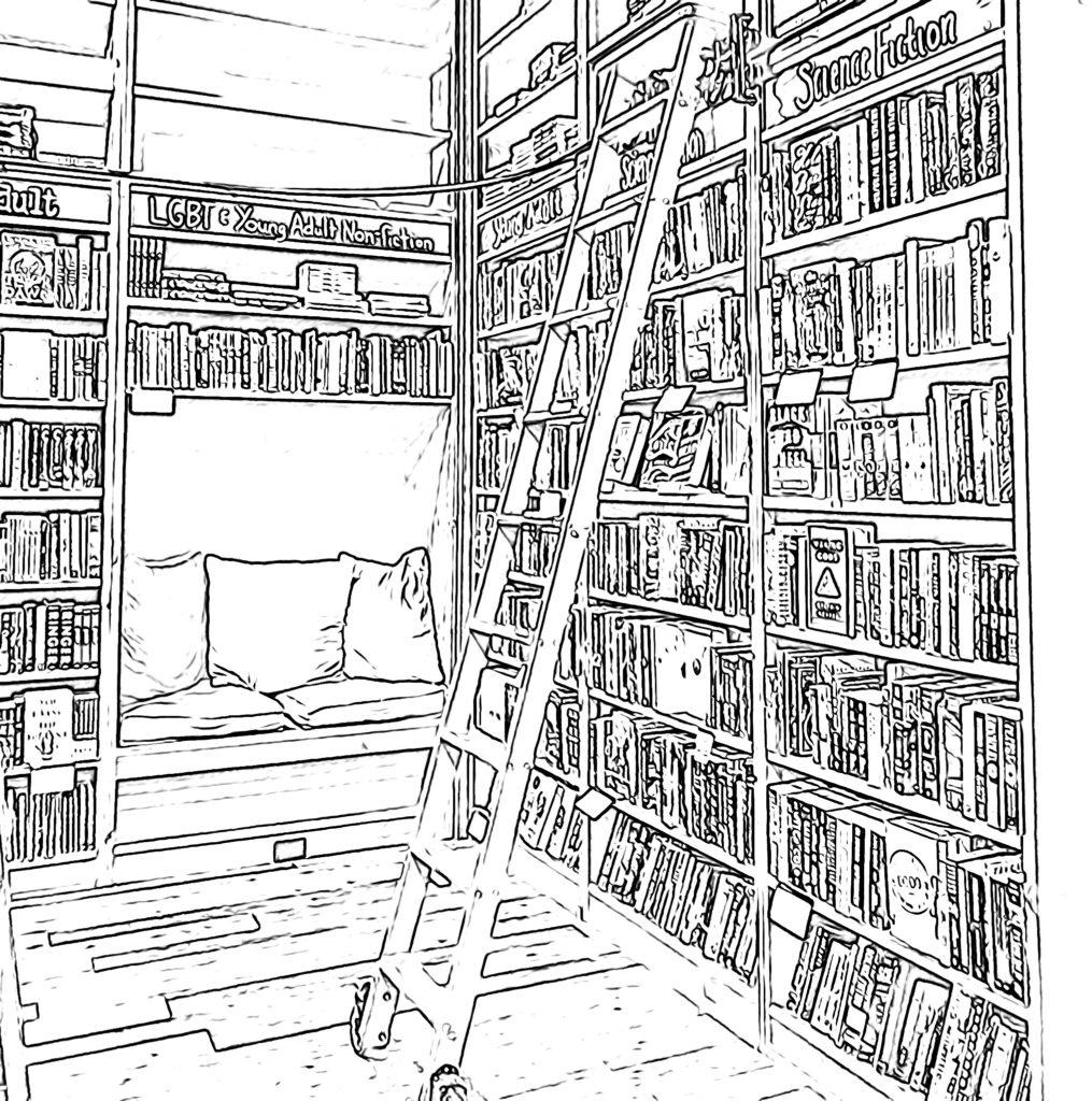 This is a Bookstore Coloring Page