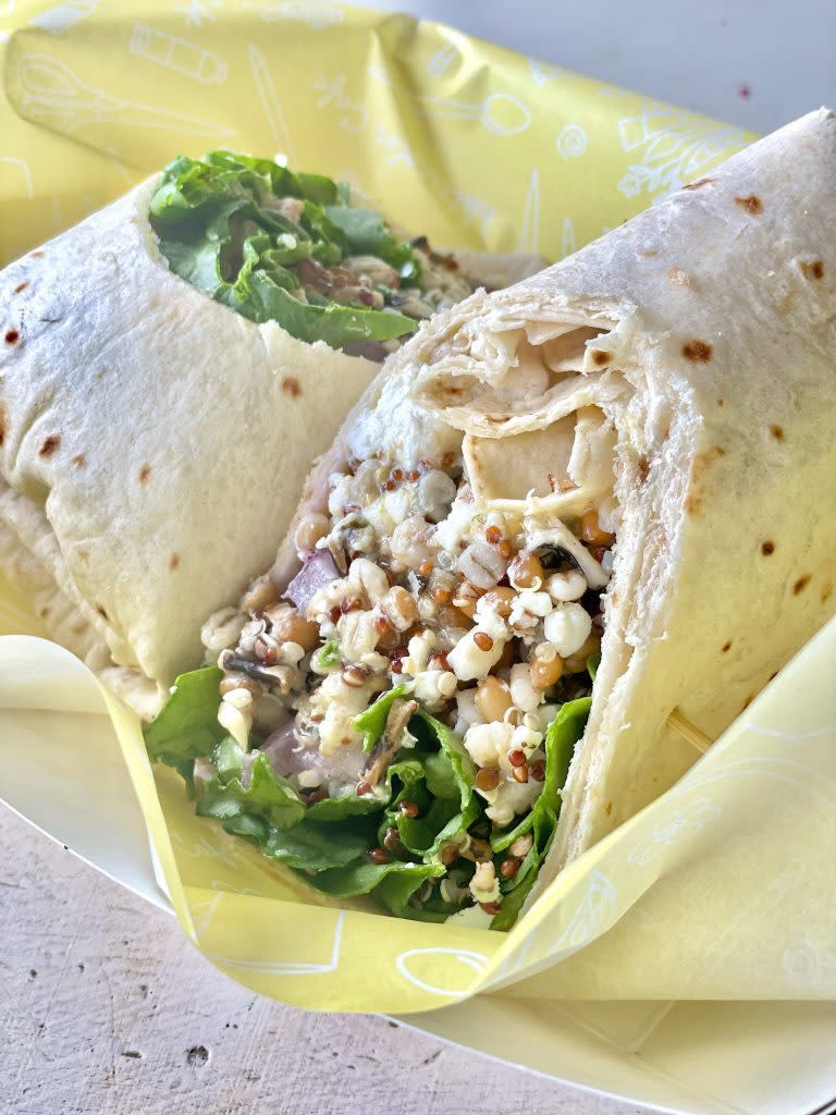 The vegetarian Five Grain Power Wrap at Watercolor Café on Mackinac Island