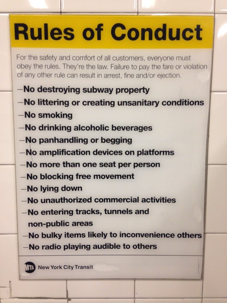 New York City Transit Rules of Conduct
