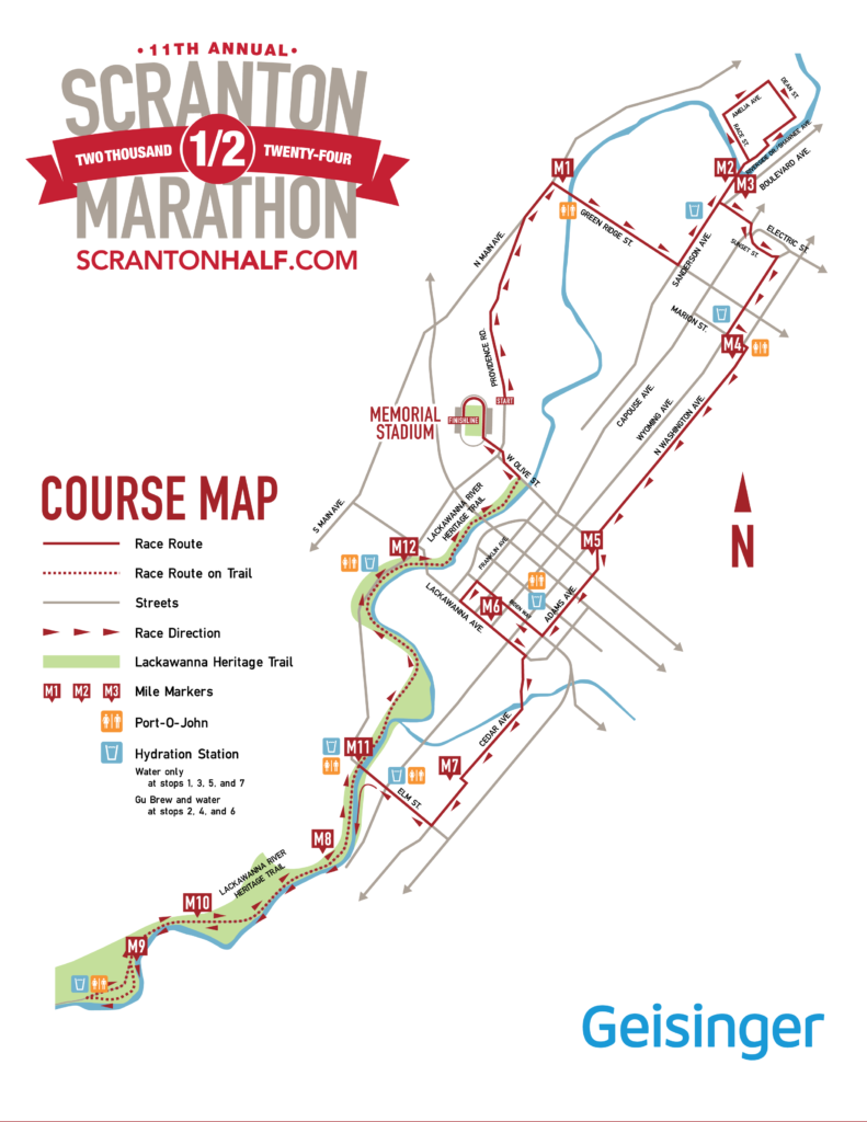 Scranton Half Marathon Map 2024